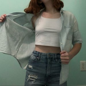 Oversized short sleeved button up